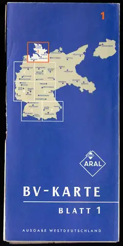 Verkehrskarte, Aral, Ausgabe Deutschland, Blatt 1 von 7, um 1960