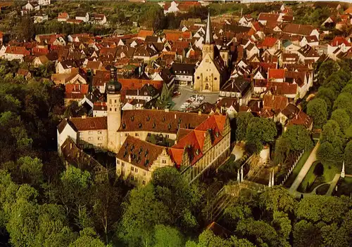 AK, Weikersheim, Teilansicht der Innenstadt, um 1975