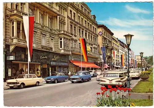 AK, Wiesbaden, Wilhelmstr., belebt, zeitgen. Pkw, 1967