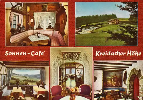 AK, Waldmichelbach Odw., Sonnen-Café-Pension Kreidacher Höhe, fünf Abb., um 1975