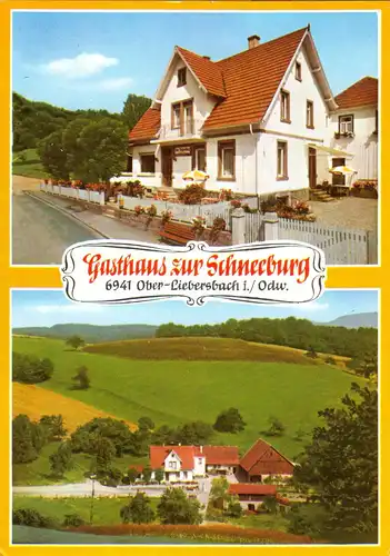 AK, Ober-Liebersbach Odw., Gasthaus zur Schneeburg, zwei Abb., um 1980