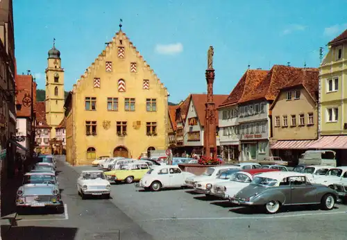 AK, Bad Mergentheim, Marktplatz, belebt, zeitgen. Kfz, um 1980