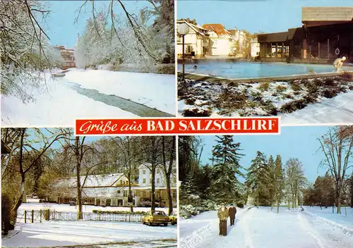 AK, Bad Salzschlirf, vier Winteransichten, um 1988