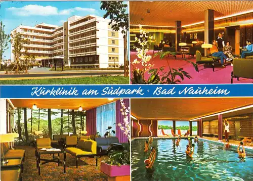 AK, Bad Nauheim, Kurklinik am Südpark, vier Abb., um 1981