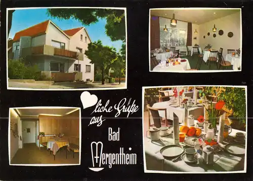 AK, Bad Mergentheim, Heidy Hotel Garni, vier Abb., gestaltet, um 1975