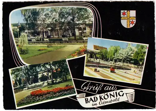 AK, Bad König Odw., Kuranlagen, drei Abb., gestaltet, um 1963
