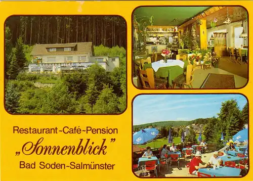 AK, Bad Soden-Salmünster, Pension Sonnenblick, drei Abb., 1988