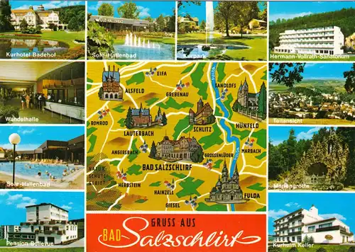 AK, Bad Salzschlirf, 10 Abb. und Landkarte, 1989