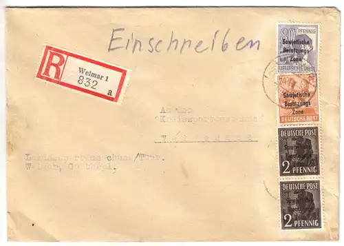 R-Bf, Michel-Nr. SBZ 196 MiF 190, 182 (2), o Weimar, 23.8.48