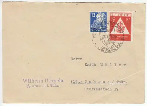 Bedarfsbrief, Michel-Nr. SBZ 226 Mif 216, o (15a) Arnstadt, 17.1.49