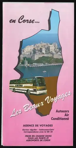 Prospekt, Bustouren auf der Insel Korsika, Frankreich, um 1995