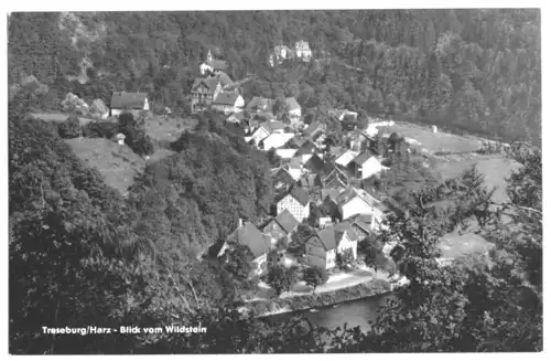 AK, Treseburg Harz, Teilansicht vom Wildstein, 1962