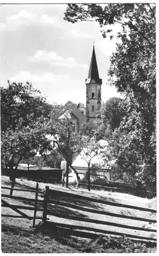 AK, Lengefeld Erzgeb., Blick zur Kirche, 1965