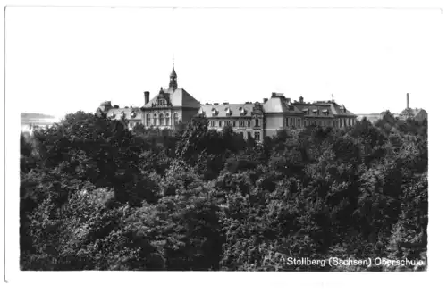 AK, Stollberg Sa., Blick zur Oberschule, um 1955