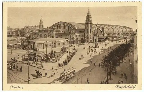 AK, Hamburg, Hauptbahnhof, Straßenbahn, um 1922
