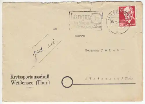 Geschäftsbrief, Michel-Nr. SBZ 220 EF, o (15) Erfurt 1, 4.2.49