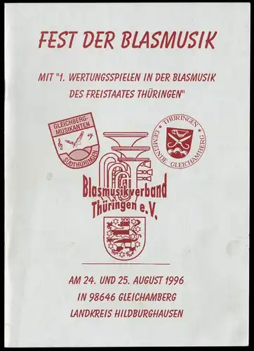Festschrift zum Fest der Blasmusik, Geichamberg Kr. Hildburghausen, 1996