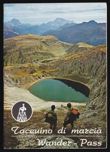 Wanderpass durch das Gebiet von Alta Badia, gebraucht, zahlreiche Stempel, 1975
