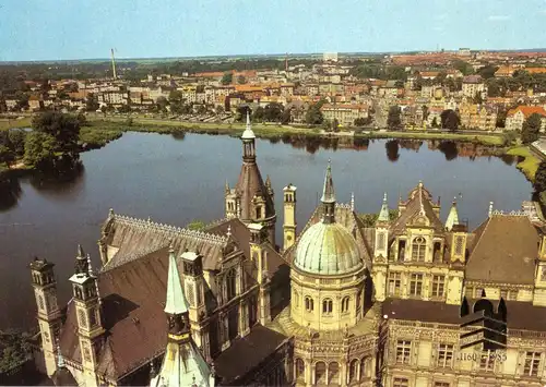 AK, Schwerin, Blick vom Schloßturm auf den Burgsee, 1985