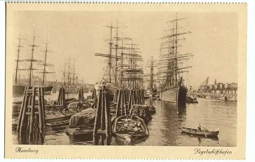 AK, Hamburg, Segelschiffhafen, um 1922
