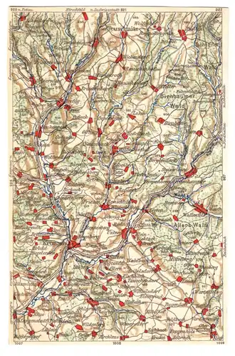 AK mit Landkarte, Areal östlich und nördlich von Kronach, um 1923 