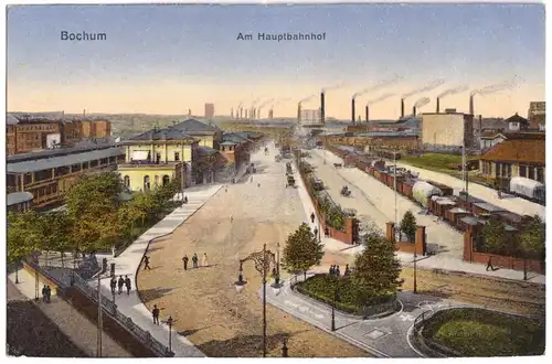AK, Bochum, Partie am Hauptbahnhof, Bahnanlagen, 1923