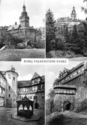 AK, Burg Falkenstein Harz, vier Abb., 1972