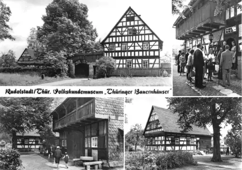 AK, Rudolstadt Thür., Volkskundemuseum "Thüringer Bauernhäuser", vier Abb., 1984