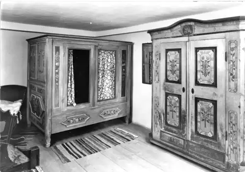 AK, Rudolstadt, Volkskundemuseum "Thür. Bauernhäuser", Bett und Schrank, 1978