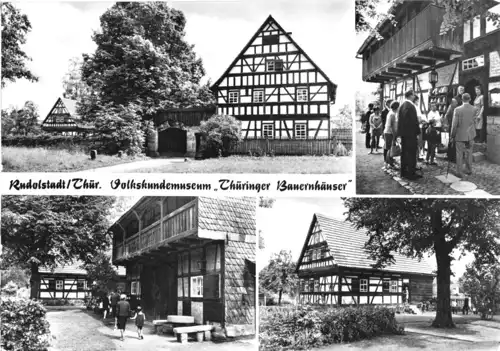 AK, Rudolstadt, Volkskundemuseum "Thür. Bauernhäuser", vier Abb., 1978