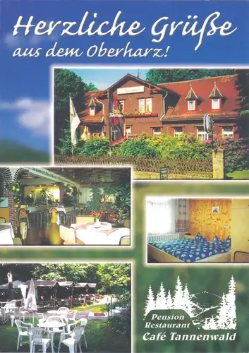 AK, Benneckenstein Harz, Pension Café Tannenwald, vier Abb., gestaltet, um 2000