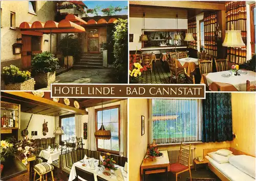 AK, Stuttgart - Bad Cannstatt, Hotel Linde, vier Abb., um 1980