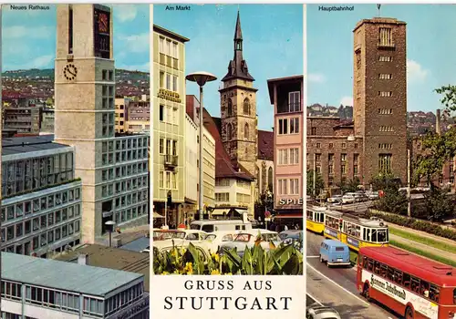 AK, Stuttgart, drei Abb., 1974