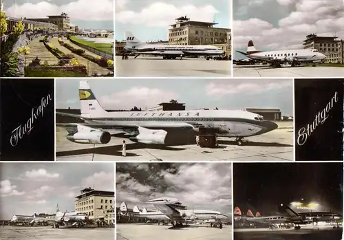 AK, Stuttgart, Flughafen, sieben Abb., Fotokarte, coloriert, 1965