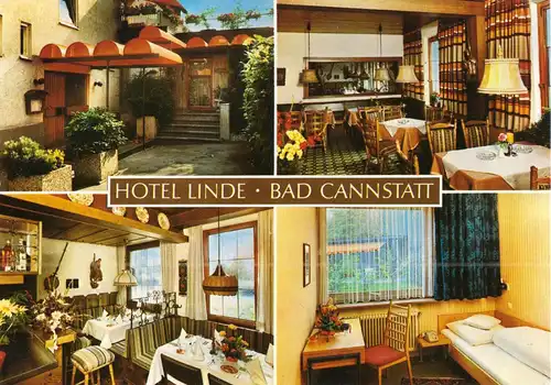 AK, Stuttgart - Bad Cannstatt, Hotel Linde, vier Abb., um 1982