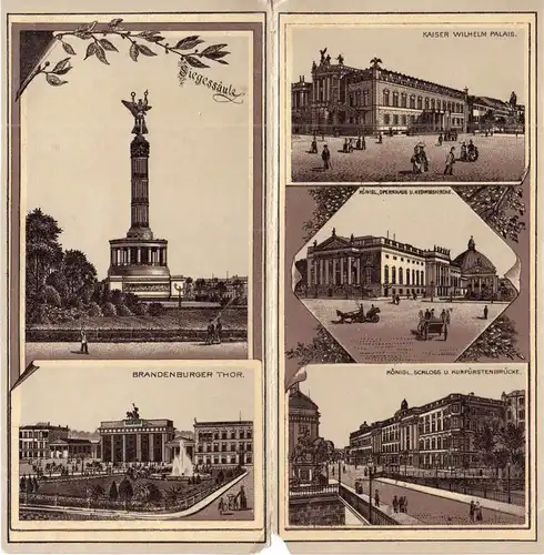 Leporello mit s/w Litographien von Berlin und Potsdam,   Format: 8,5 x 17 cm