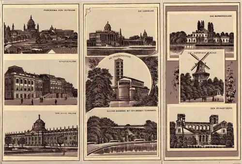 Leporello mit s/w Litographien von Berlin und Potsdam,   Format: 8,5 x 17 cm