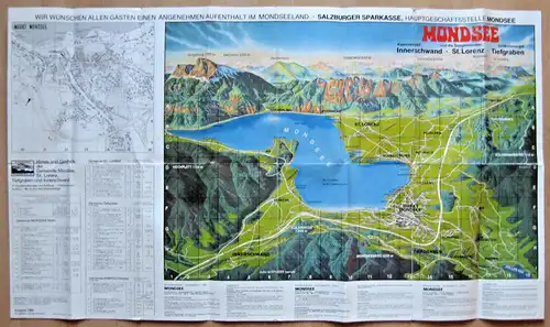 Geländepanorama und Stadtplan Mondsee, Oberösterreich, 1984