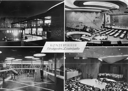 AK, Stuttgart, Konzerthaus Stuttgarter Liederhalle, vier Innenansichten, 1960