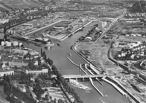 AK, Stuttgart, Neckarhafen, Luftbildansicht, 1964