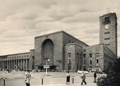 AK, Stuttgart, Hauptbahnhof, 1955