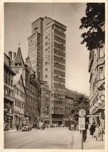 AK, Stuttgart, Eberhardstr. mit Tageblatt-Turm, 1950