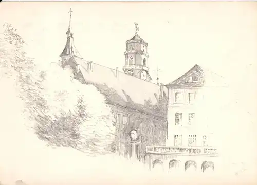 AK, Stuttgart, Stiftskirche, nach Zeichnung, 1943