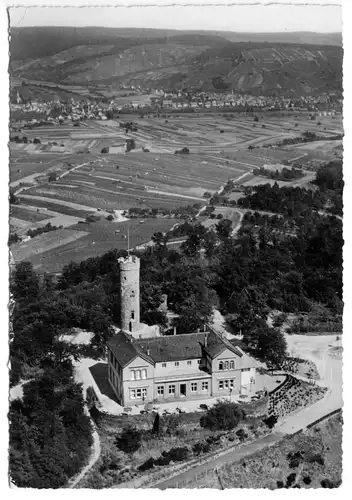 AK, Heilbronn Neckar, Höhengaststätte Hoch auf dem Wartberg, Luftbild, 1962
