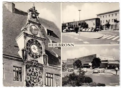 AK, Heilbronn Neckar, drei Abb., u.a. Bahnhof, 1964