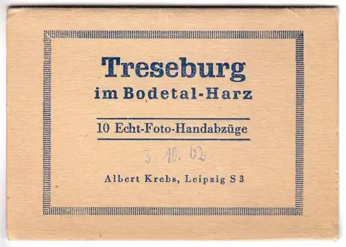 Mäppchen mit 10 kleinen Fotos, Treseburg im Bodetal, Harz, 1961