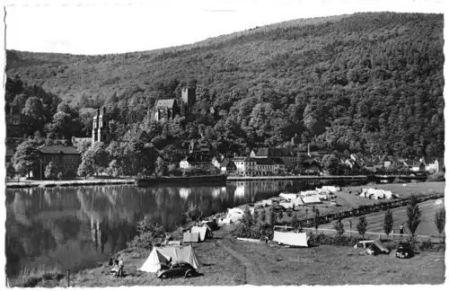 AK, Miltenberg a. Main, Teilansicht mit Campingplatz, 1960
