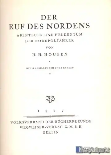 Houben, H. H.; Der Ruf des Nordens, 1927