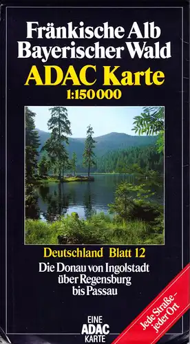 ADAC Karte, Fränkische Alb, Bayrischer Wald, 1992