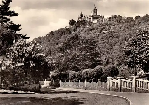 AK, Wernigerode Harz, Blick von Küsterskamp zum Schloß, 1967